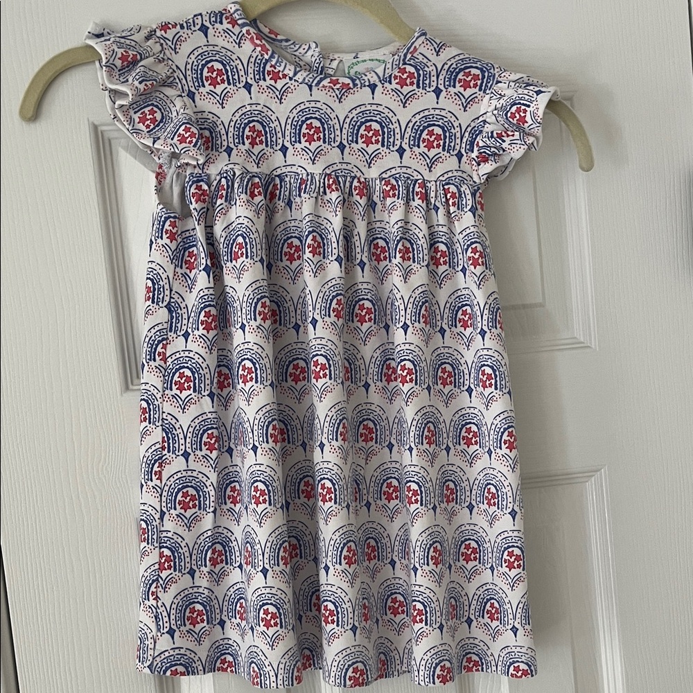 Grace and James red white and blue cotton ruffle sleeve dress size 3T